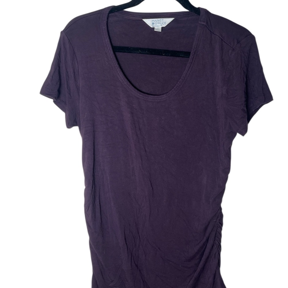 Market & Spruce Deep Plum Scoop Neck Short Sleeve Tee
